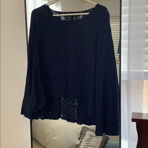 Lack Back Long Sleeve Blouse
